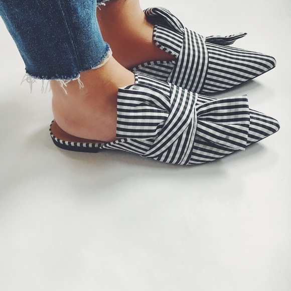 Last 1✨Chelsea Gingham Black & White Pointy Mules - Picture 7 of 8